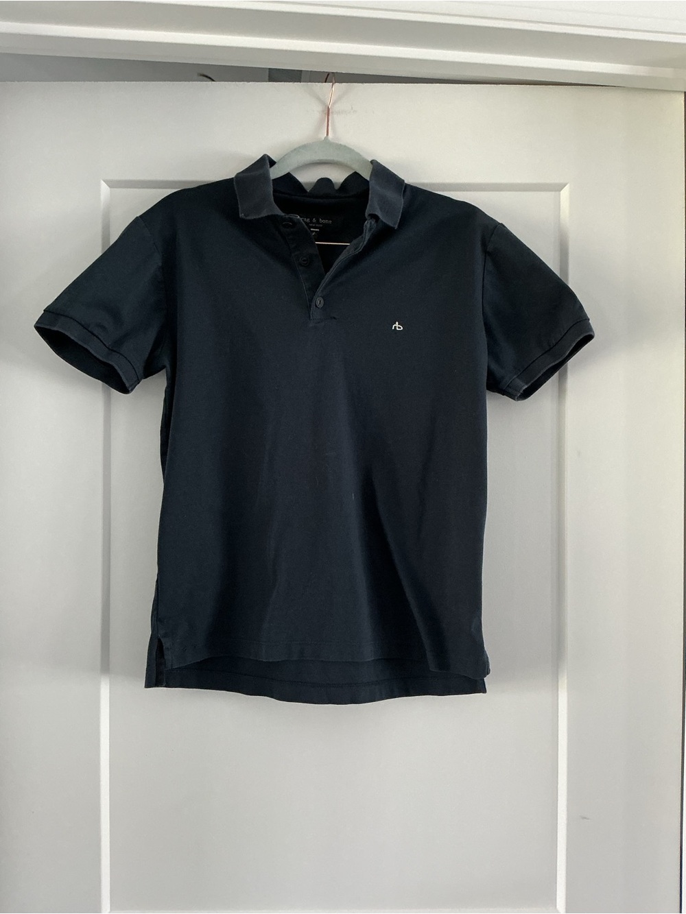Rag & Bone Polo, Navy, Preppy Men’s Small, RB Logo, Short Sleeve
